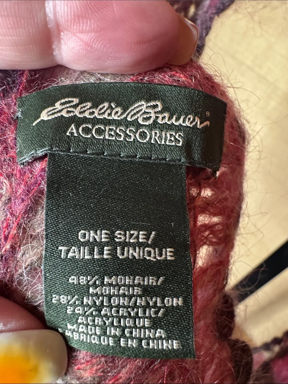 Eddie Bauer Vintage Mohair Blend Open Knit Scarf Pink Purple